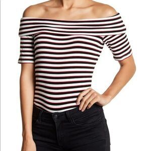 Harlowe & Graham Ribbed Striped Top